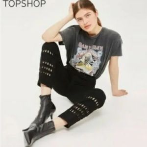 Topshop Moto Geo Cutout Women’s Black Straight Leg Jeans
